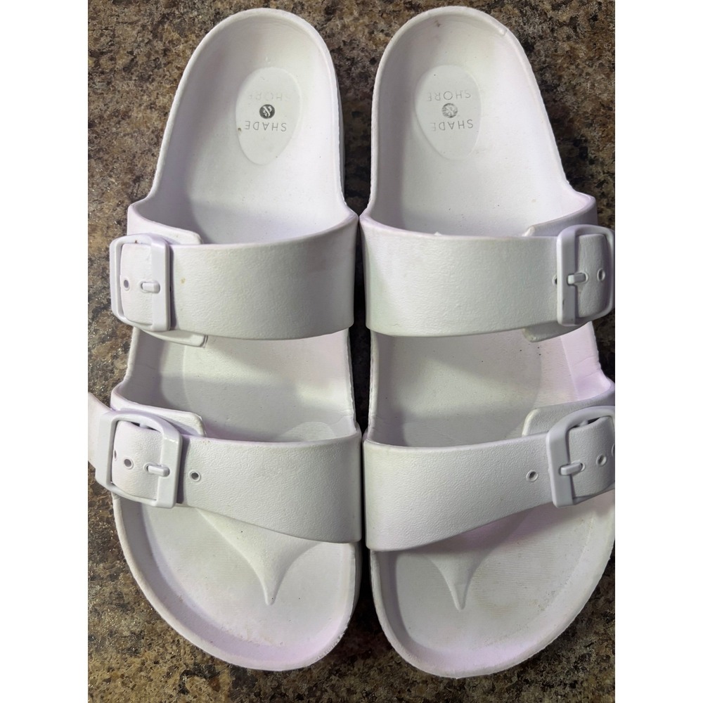 Shade & Shore Womens Neida EVA Two Band Slide Sandals White Size 9 Waterproof